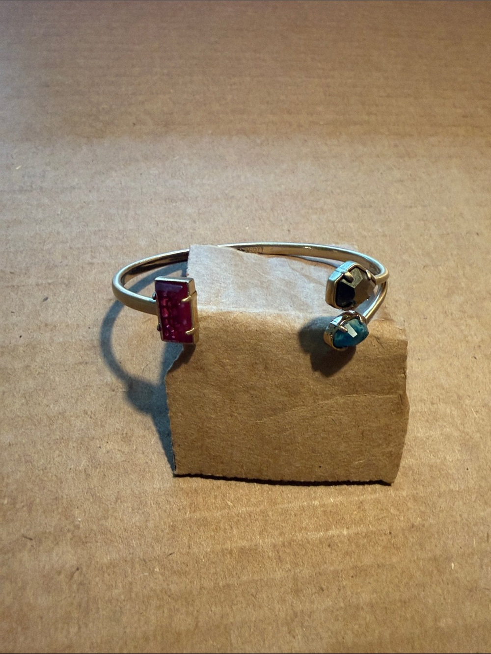 Kendra Scott Gold Tone Multicolor Three Stone Open Cuff Bracelet